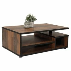 Couchtisch - Oldwood-schwarz - Rollbar