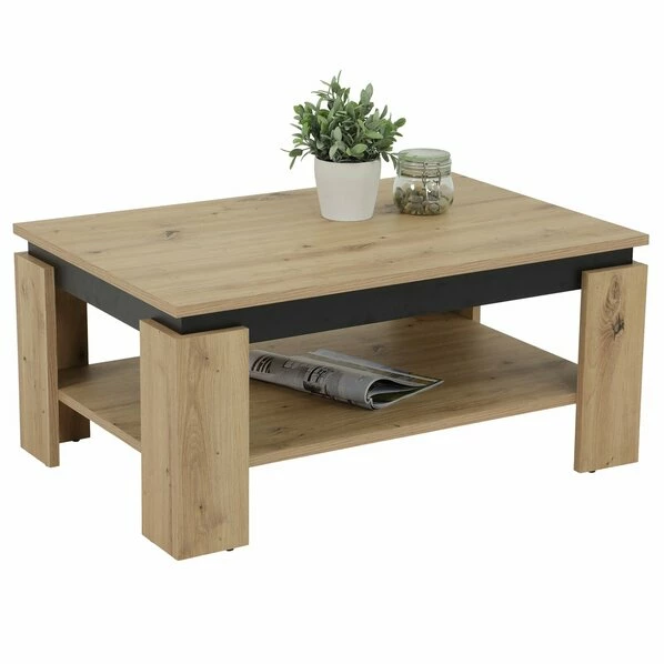 Couchtisch - Artisan Eiche - Schwarz - 90 Cm 3 Couchtisch - Artisan Eiche - Schwarz - 90 Cm