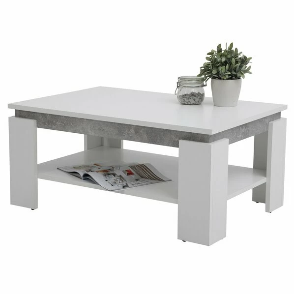 Couchtisch - Weiß - Beton - 90 Cm 3 Couchtisch - Weiß - Beton - 90 Cm