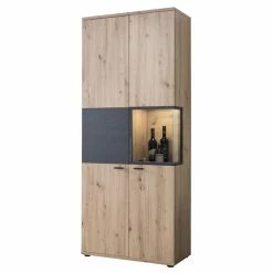 Vitrine - Artisan Eiche-Burned Wood - 2 Türen - 197 Cm Hoch