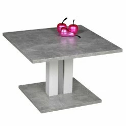 Couchtisch - Betonoptik-weiß - Holz - Höhenverstellbar