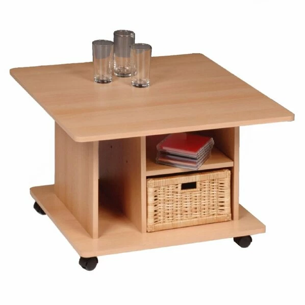 Couchtisch - Buche - Holz - Auf Rollen - 68 Cm 3 Couchtisch - Buche - Holz - Auf Rollen - 68 Cm