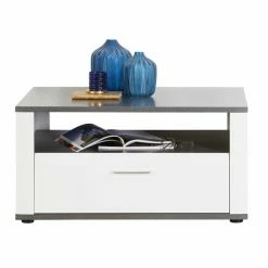 Luca Bessoni Couchtisch ALASSIO - Weiß-grau - Hochglanz - 90 Cm