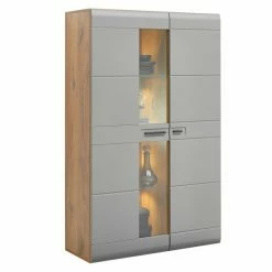 Luca Bessoni Highboardvitrine AURIS - Basalt-Flagstaff Eiche - 95 Cm
