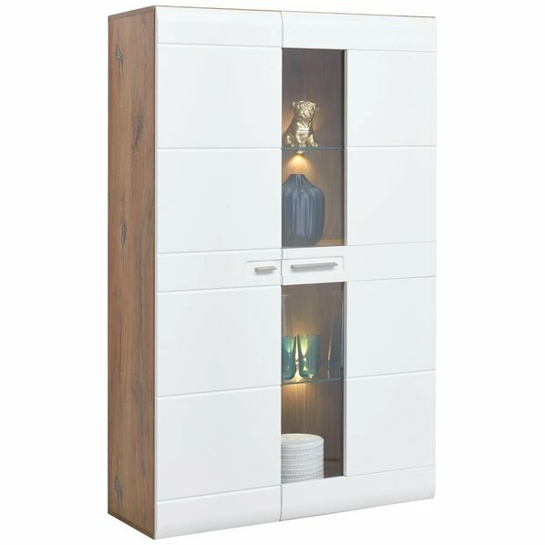 Luca Bessoni Highboardvitrine AURIS - Weiß-Flagstaff Eiche - 95 Cm 3 Luca Bessoni Highboardvitrine AURIS - Weiß-Flagstaff Eiche - 95 Cm