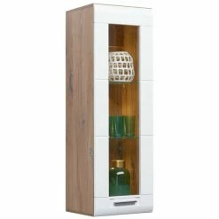 Luca Bessoni Hängevitrine AURIS - Weiß-Flagstaff Eiche