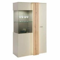 Highboardvitrine SANTANA - Coast Evoke Eiche-kieselgrau - Glastür - 94 Cm