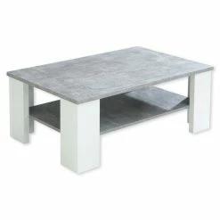 Couchtisch - Beton-weiß - Mit Ablage