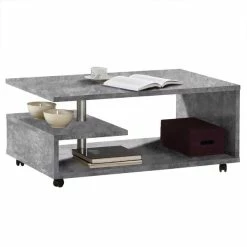 Couchtisch - Betonoptik-lichtgrau - Rollbar