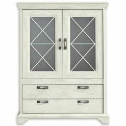 Vitrine Breit - Pinie Weiß - 2 Schubkästen