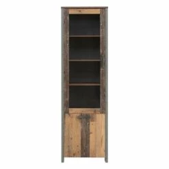 Vitrine - Old Wood Vintage - Grau-Betonoptik - 62 Cm Breit