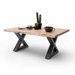 Couchtisch CARTAGENA - Akazie Natur-anthrazit - X-Gestell - 110x70 Cm