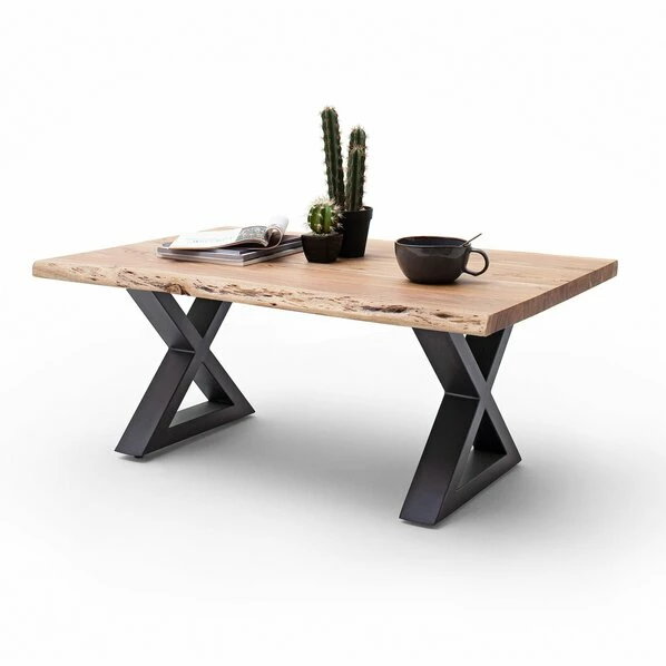 Couchtisch CARTAGENA - Akazie Natur-anthrazit - X-Gestell - 110x70 Cm 3 Couchtisch CARTAGENA - Akazie Natur-anthrazit - X-Gestell - 110x70 Cm