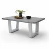 Couchtisch CARTAGENA - Akazie Grau-Edelstahl - Trapez-Gestell - 110x70 Cm