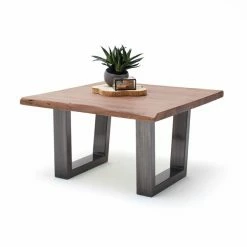 Couchtisch CARTAGENA - Akazie Walnuss-antikgrau - Trapez-Gestell - 75x75 Cm