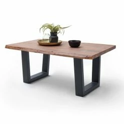 Couchtisch CARTAGENA - Akazie Walnuss-anthrazit - Trapez-Gestell - 110x70 Cm