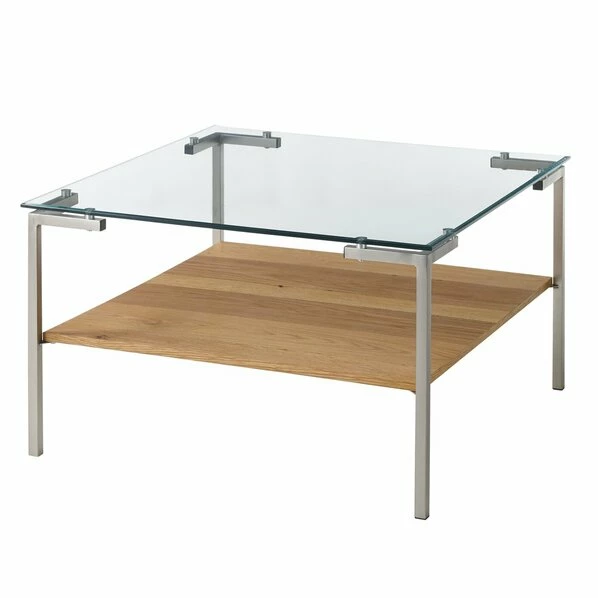 Couchtisch - Edelstahl-Eiche - Glasplatte - 65 Cm 3 Couchtisch - Edelstahl-Eiche - Glasplatte - 65 Cm