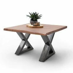 Couchtisch CARTAGENA - Akazie Walnuss-antikgrau - X-Gestell - 75x75 Cm