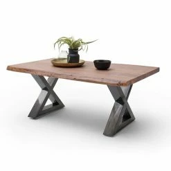 Couchtisch CARTAGENA - Akazie Walnuss-antikgrau - X-Gestell - 110x70 Cm