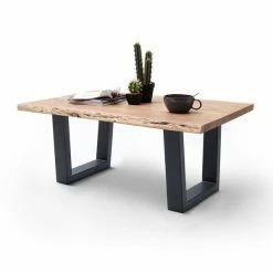 Couchtisch CARTAGENA - Akazie Natur-anthrazit - Trapez-Gestell - 110x70 Cm