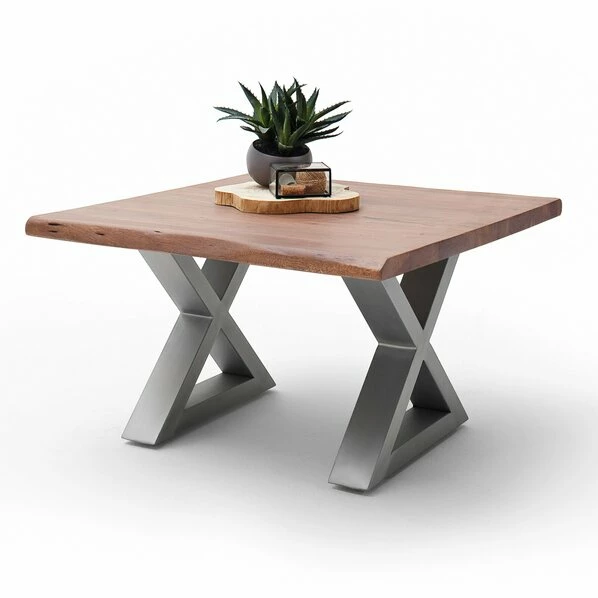 Couchtisch CARTAGENA - Akazie Walnuss-Edelstahl - X-Gestell - 75x75 Cm 3 Couchtisch CARTAGENA - Akazie Walnuss-Edelstahl - X-Gestell - 75x75 Cm