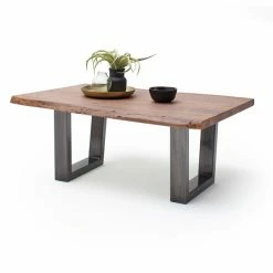 Couchtisch CARTAGENA - Akazie Walnuss-antikgrau - Trapez-Gestell - 110x70 Cm
