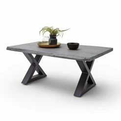 Couchtisch CARTAGENA - Akazie Grau-anthrazit - X-Gestell - 110x70 Cm