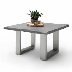 Couchtisch CARTAGENA - Akazie Grau-Edelstahl - U-Gestell - 75x75 Cm