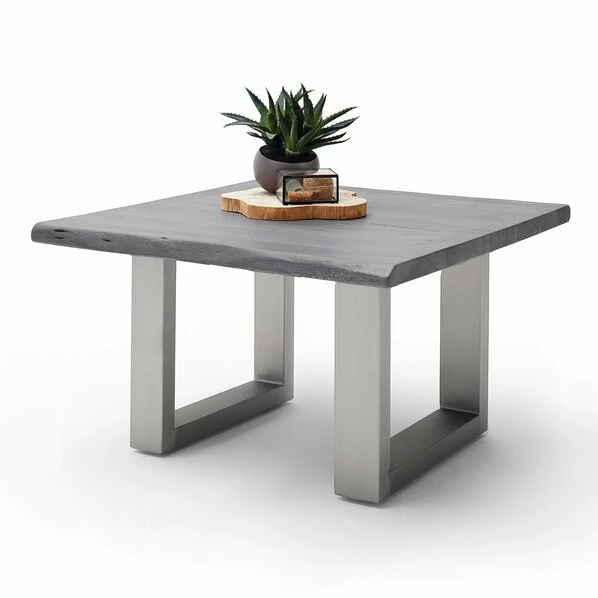 Couchtisch CARTAGENA - Akazie Grau-Edelstahl - U-Gestell - 75x75 Cm 3 Couchtisch CARTAGENA - Akazie Grau-Edelstahl - U-Gestell - 75x75 Cm
