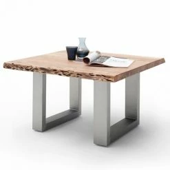 Couchtisch CARTAGENA - Akazie Natur-Edelstahl - U-Gestell - 75x75 Cm