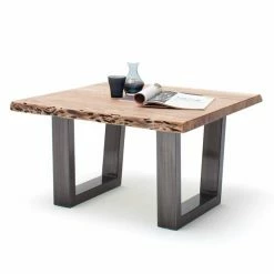 Couchtisch CARTAGENA - Akazie Natur-antikgrau - Trapez-Gestell - 75x75 Cm