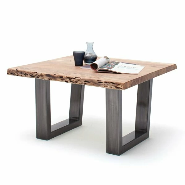 Couchtisch CARTAGENA - Akazie Natur-antikgrau - Trapez-Gestell - 75x75 Cm 3 Couchtisch CARTAGENA - Akazie Natur-antikgrau - Trapez-Gestell - 75x75 Cm