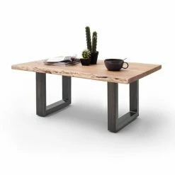 Couchtisch CARTAGENA - Akazie Natur-antikgrau - U-Gestell - 110x70 Cm