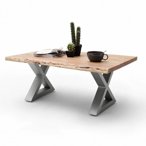 Couchtisch CARTAGENA - Akazie Natur-Edelstahl - X-Gestell - 110x70 Cm 3 Couchtisch CARTAGENA - Akazie Natur-Edelstahl - X-Gestell - 110x70 Cm