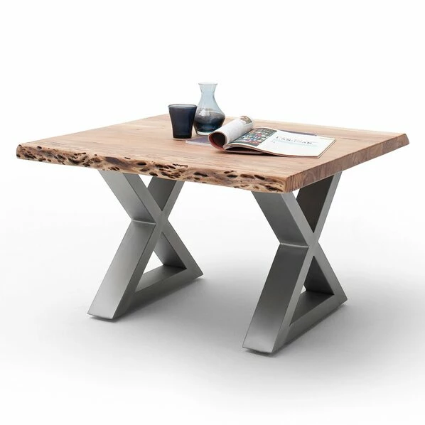 Couchtisch CARTAGENA - Akazie Natur-Edelstahl - X-Gestell - 75x75 Cm 3 Couchtisch CARTAGENA - Akazie Natur-Edelstahl - X-Gestell - 75x75 Cm