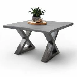 Couchtisch CARTAGENA - Akazie Grau-antikgrau - X-Gestell - 75x75 Cm