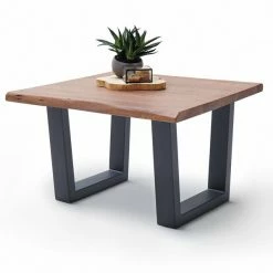 Couchtisch CARTAGENA - Akazie Walnuss-anthrazit - Trapez-Gestell - 75x75 Cm