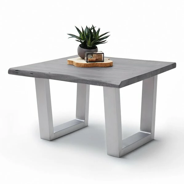Couchtisch CARTAGENA - Akazie Grau-Edelstahl - Trapez-Gestell - 75x75 Cm 3 Couchtisch CARTAGENA - Akazie Grau-Edelstahl - Trapez-Gestell - 75x75 Cm