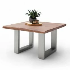 Couchtisch CARTAGENA - Akazie Walnuss-Edelstahl - U-Gestell - 75x75 Cm