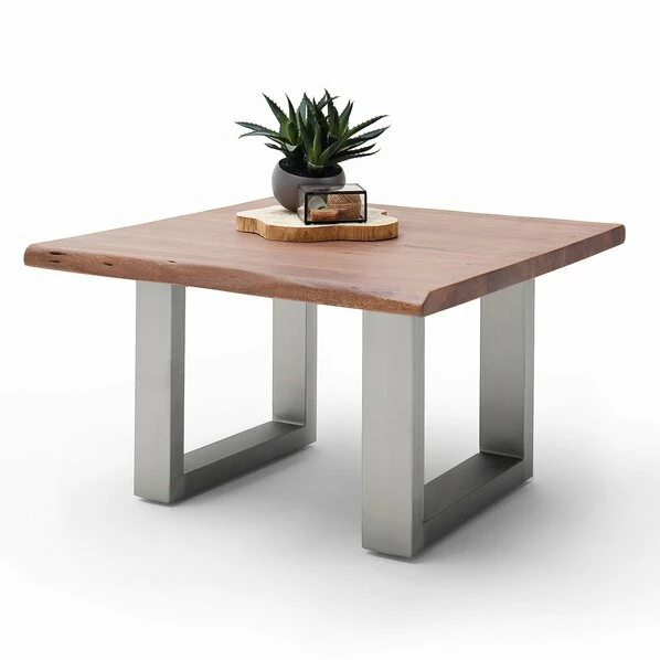 Couchtisch CARTAGENA - Akazie Walnuss-Edelstahl - U-Gestell - 75x75 Cm 2 Couchtisch CARTAGENA - Akazie Walnuss-Edelstahl - U-Gestell - 75x75 Cm
