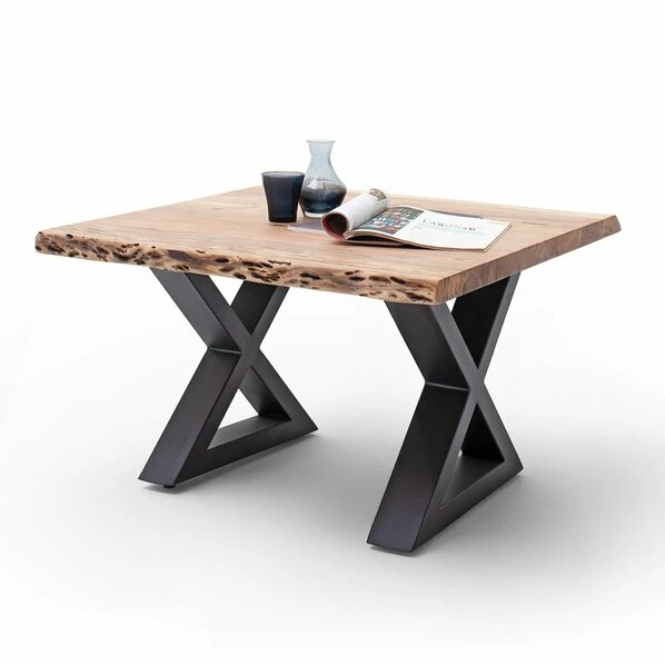 Couchtisch CARTAGENA - Akazie Natur-anthrazit - X-Gestell - 75x75 Cm 3 Couchtisch CARTAGENA - Akazie Natur-anthrazit - X-Gestell - 75x75 Cm