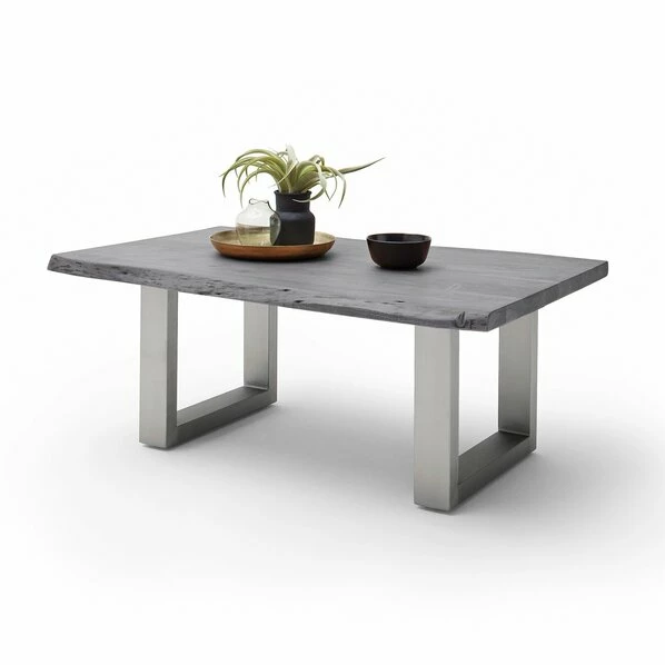 Couchtisch CARTAGENA - Akazie Grau-Edelstahl - U-Gestell - 110x70 Cm 3 Couchtisch CARTAGENA - Akazie Grau-Edelstahl - U-Gestell - 110x70 Cm