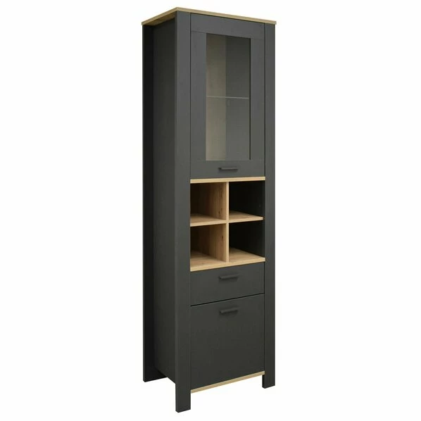 Standvitrine - Anthrazit Matt Lack - Asteiche - 203 Cm 3 Standvitrine - Anthrazit Matt Lack - Asteiche - 203 Cm