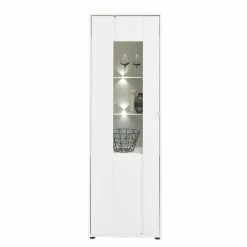 Standvitrine - Weiß Supermatt - LED-Beleuchtung - 198 Cm Hoch