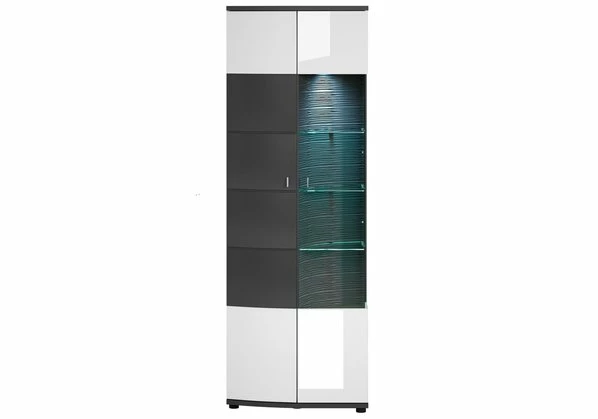 Vitrine - Weiß Hochglanz - Anthrazit - 200 Cm 3 Vitrine - Weiß Hochglanz - Anthrazit - 200 Cm