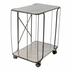 Beistelltisch - Schwarz-grau - Auf Rollen - 55 Cm