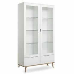 Standvitrine GÖTEBORG - Weiß-Sonoma Eiche - 100 Cm Breit