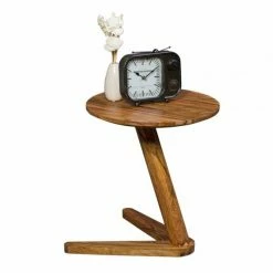 Beistelltisch - Rund - Braun Gebeizt - Sheesham Massiv - 45 Cm Breit