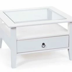 Couchtisch PROVENCE - Weiß - Mit Schublade Und Glasplatte