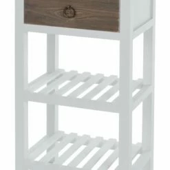 Beistelltisch STRAIGHT - Weiß-natur - Mit 2 Ablagen